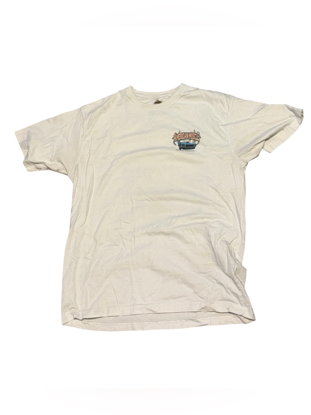 Newport blue American muscle white short sleeve large t shirt